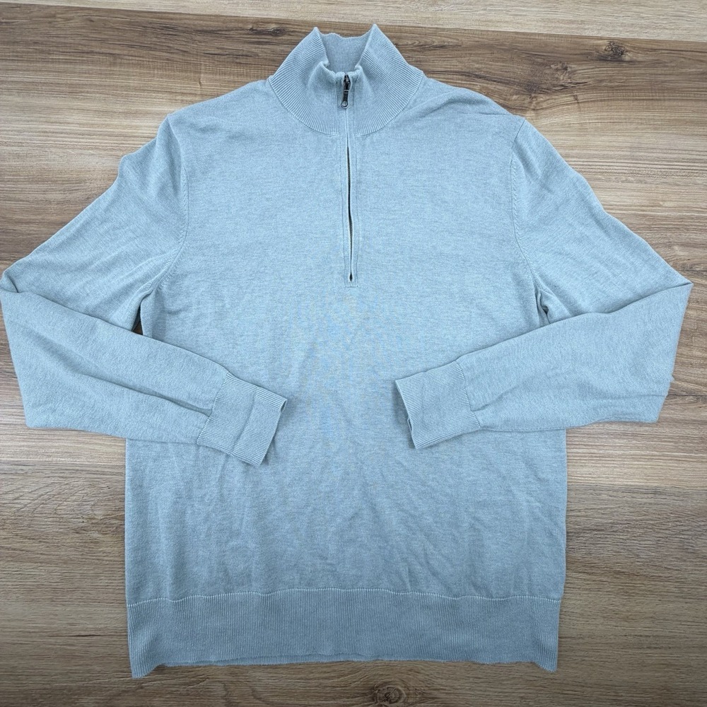 Brooks Brothers Sweatshirt Mens Medium Gray 1/4 Zip Supima Cotton Sweater
